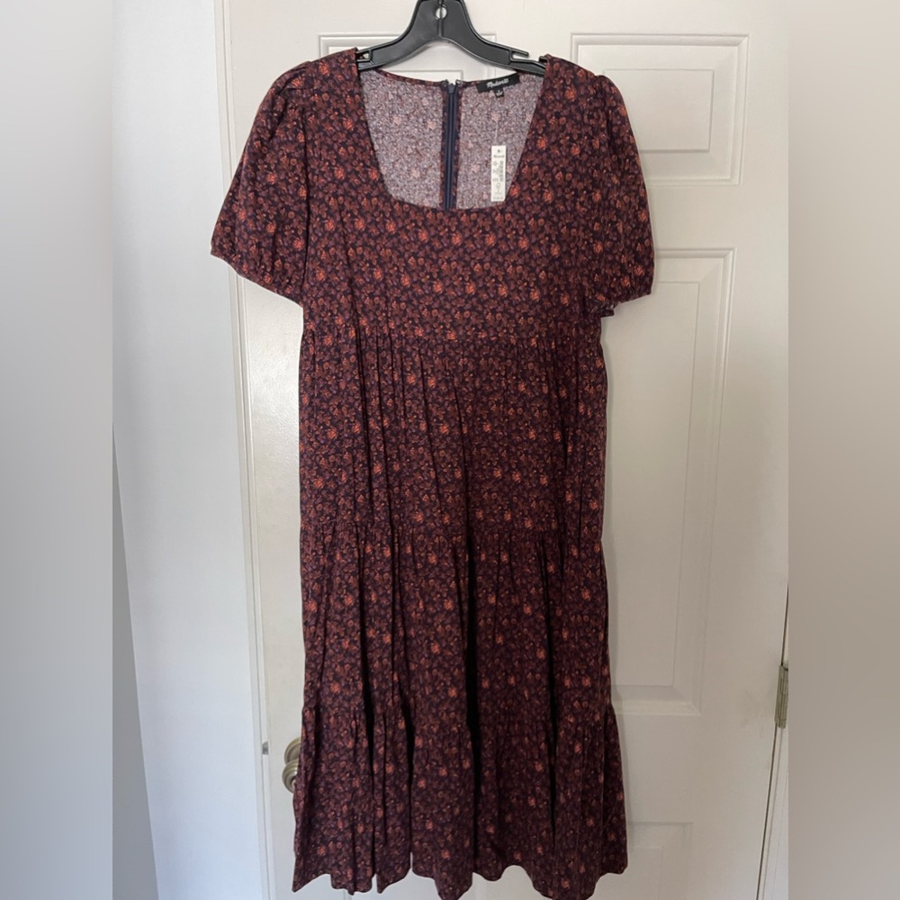 NWT Madewell Aidy Square-Neck Tiered Midi Dress in Orchard Floral sz 6